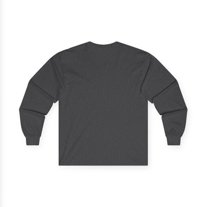 TEEZOCA abstract ocean inspired artwork unisex long-sleeve t-shirt Plain dark gray long-sleeve shirt on a white background