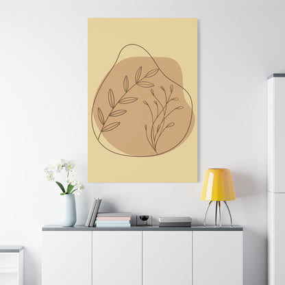 TEEZOCA abstract organic stems canvas featured in clean boho living space.