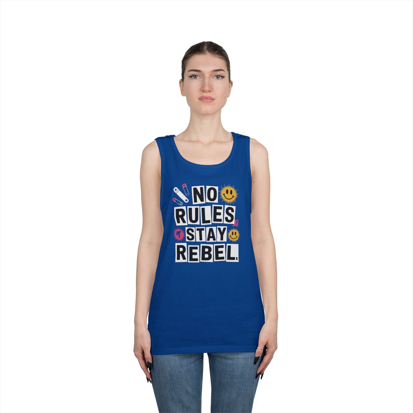 No Rules Stay Rebel Punk Collage Statement Unisex Tank Top Streetwear | TEEZOCA 