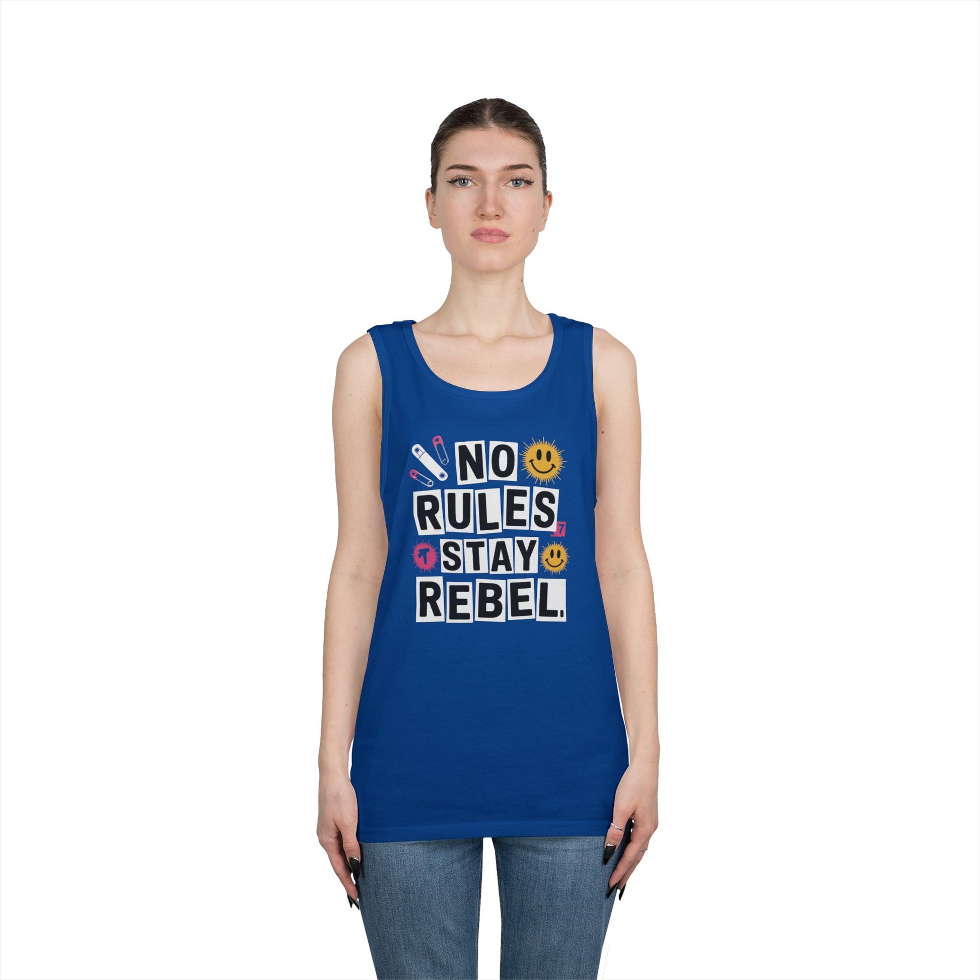 No Rules Stay Rebel Punk Collage Statement Unisex Tank Top Streetwear | TEEZOCA 