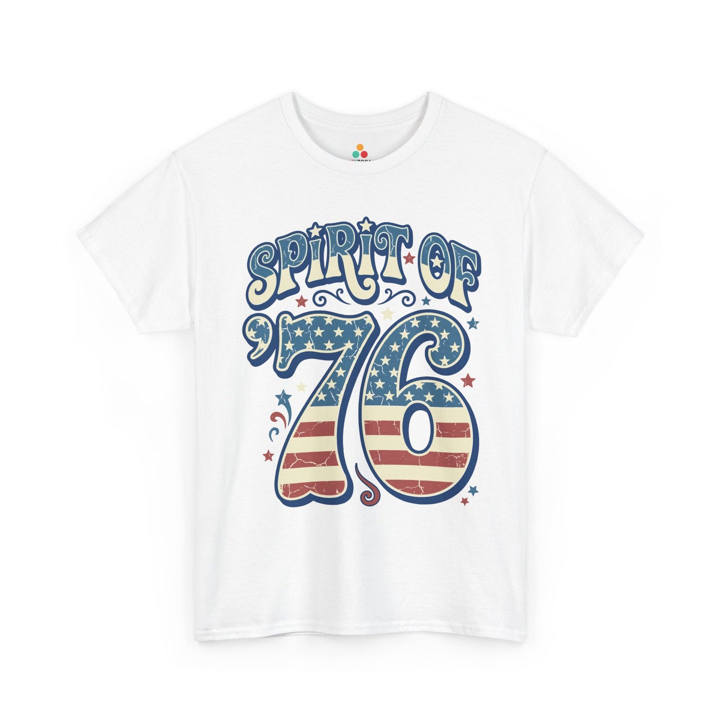 TEEZOCA americana graphic tee T-shirt with Spirit of America artwork for Independence Day and America 250 celebrations.
