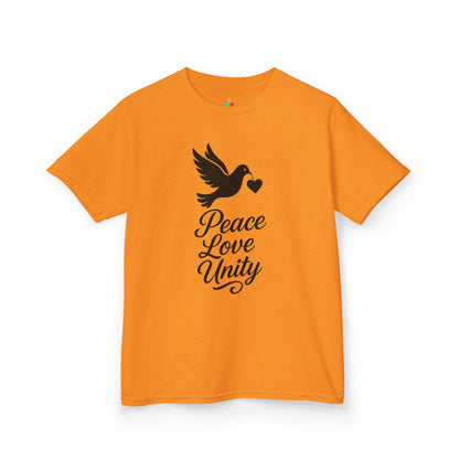 TEEZOCA anti-bullying dove heart awareness Kids T-shirt Peace Love Unity Dove Orange Unity Day Kids T-shirt | TEEZOCA 