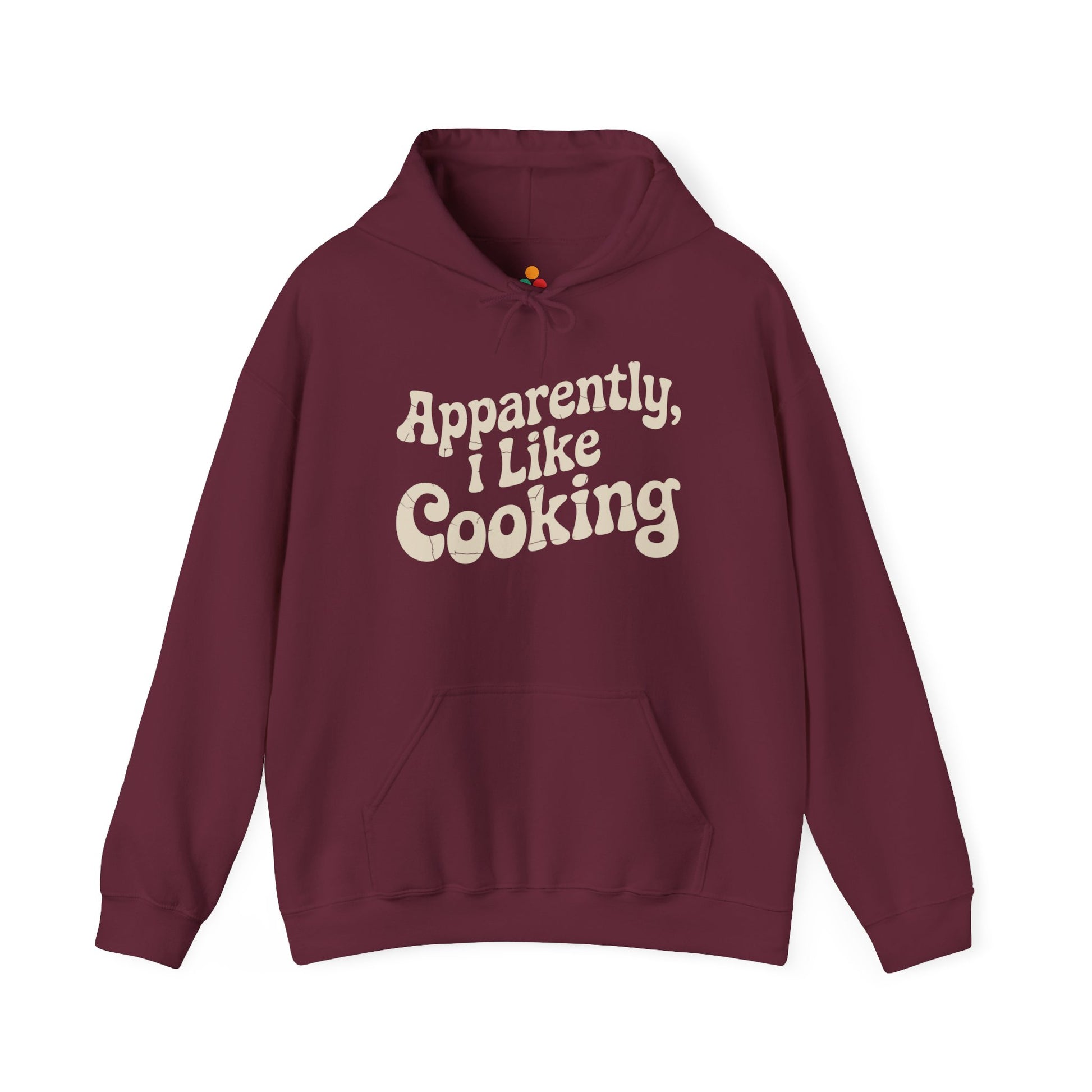 TEEZOCA apparently i like cooking typography Unisex Heavy Blend Hoodie humor style