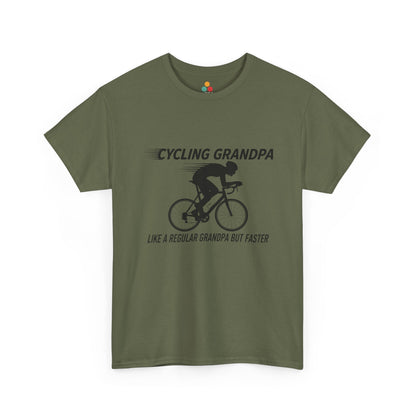 TEEZOCA army green “Cycling Grandpa” bike lover gift t-shirt shown flat.