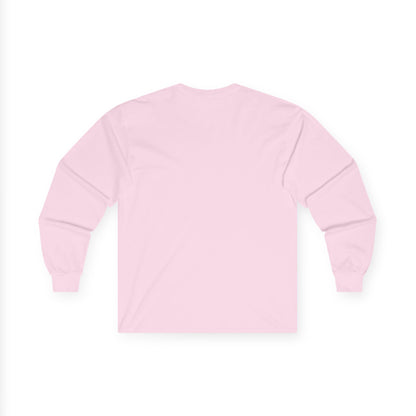 TEEZOCA artistic water flow portrait design unisex long-sleeve shirt Pink long-sleeve shirt on a white background