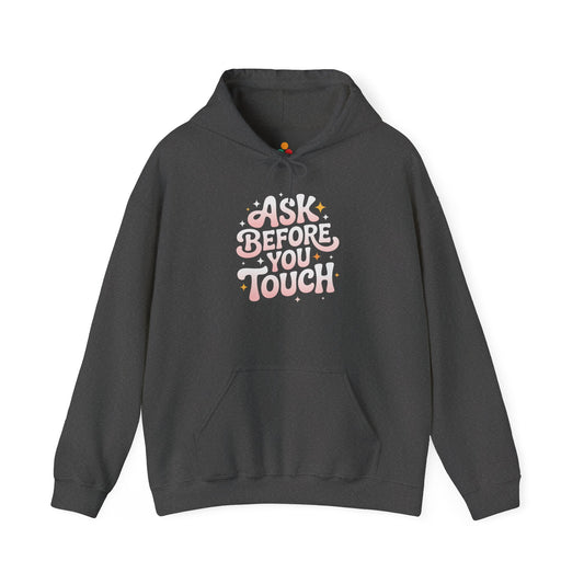 TEEZOCA ask before you touch typography Unisex Heavy Blend Hoodie statement style