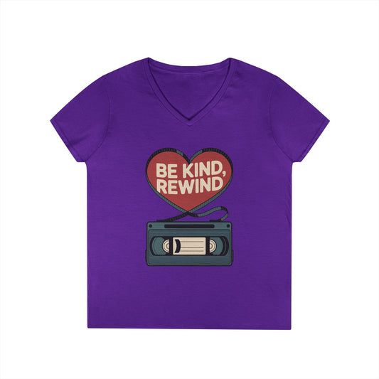 TEEZOCA be kind rewind cassette heart V-Neck T-Shirt for women Be Kind Rewind Retro Cassette Heart V-Neck T-Shirt for Women | TEEZOCA 
