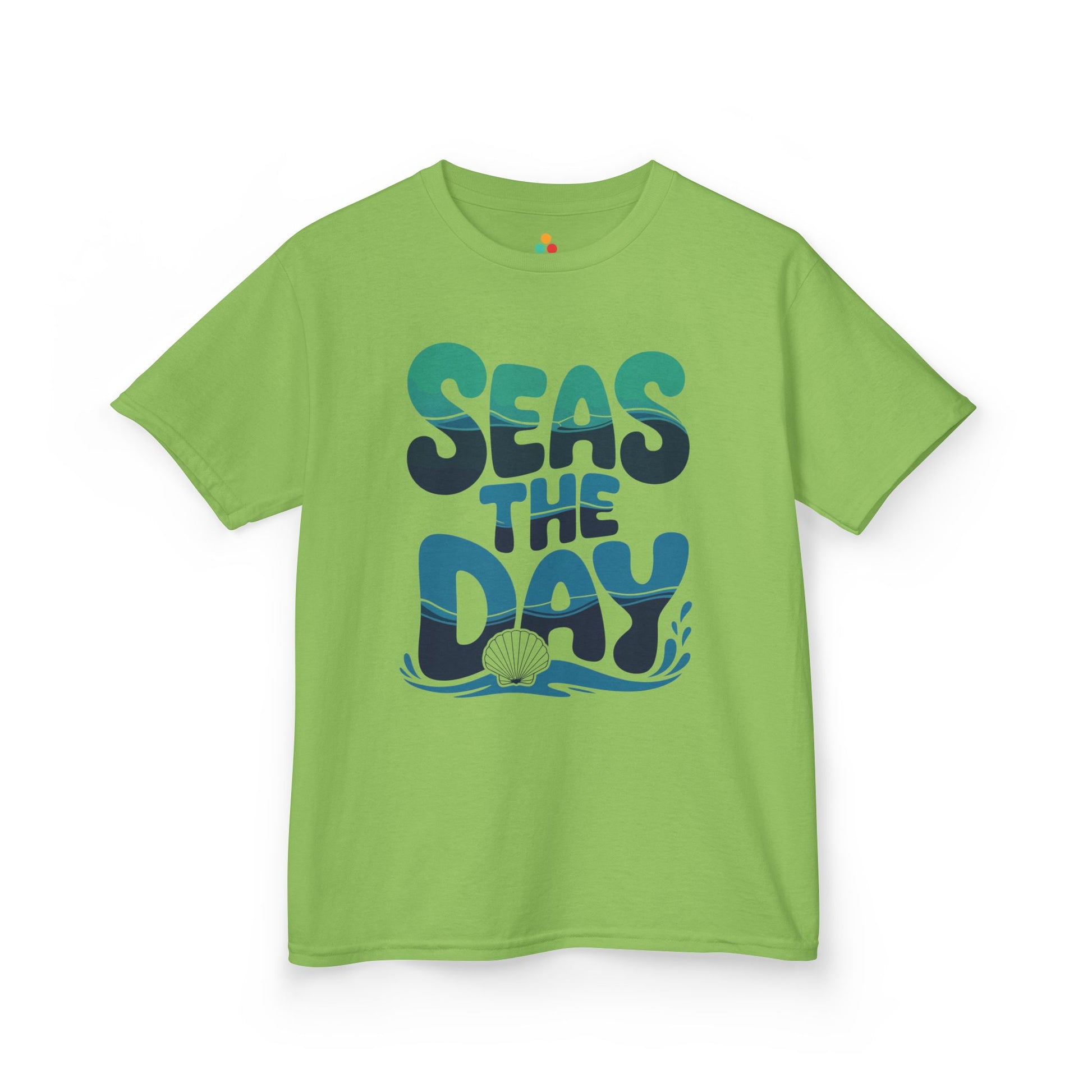 TEEZOCA beach shell graphic summer Kids tee Seas The Day Ocean Wave Graphic Kids T-shirt | TEEZOCA 