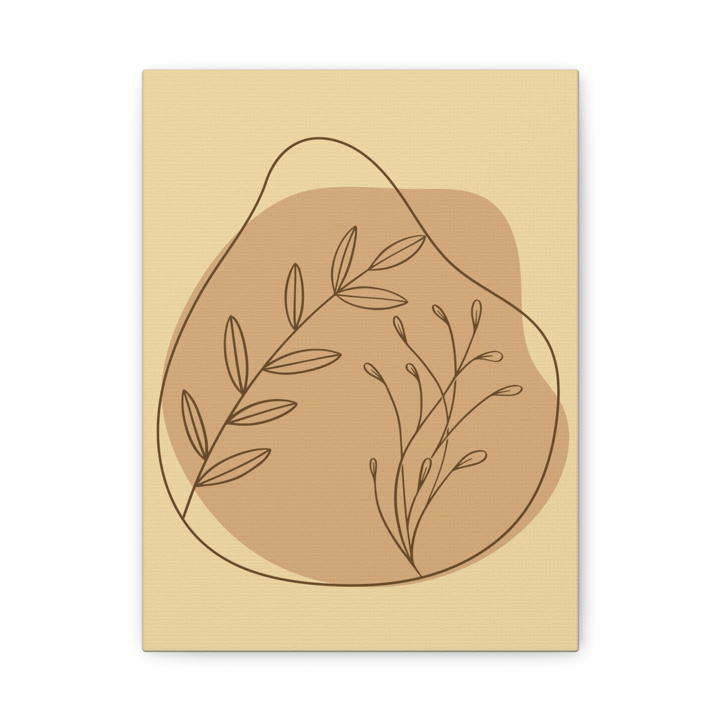 TEEZOCA beige abstract boho plant canvas shown flat with flowing stems and soft watercolor edges.