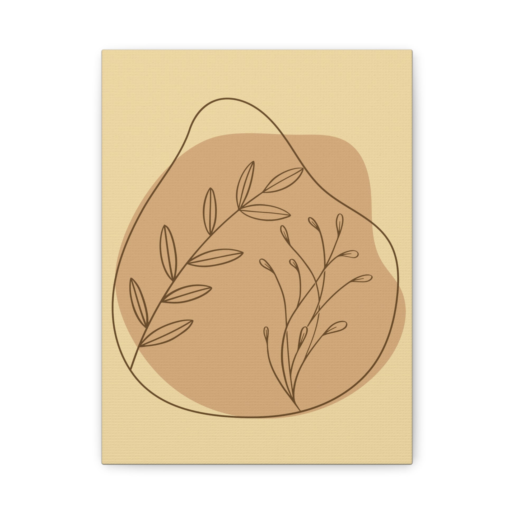 TEEZOCA beige abstract boho plant canvas shown flat with flowing stems and soft watercolor edges.