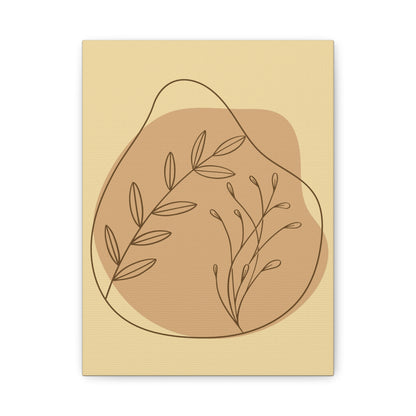 TEEZOCA beige abstract boho plant canvas shown flat with flowing stems and soft watercolor edges.