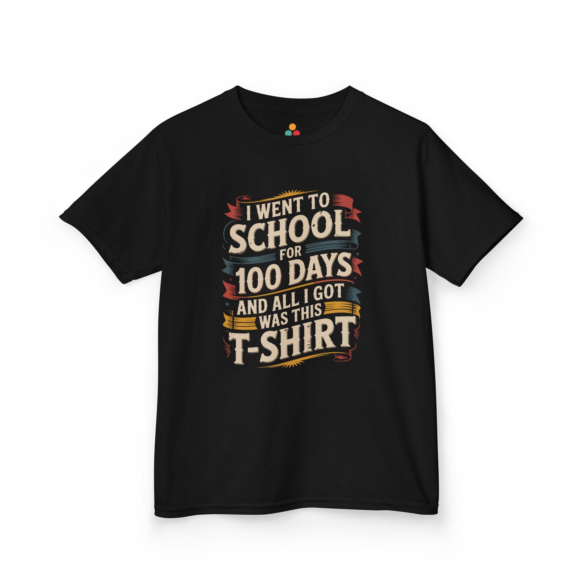 TEEZOCA black “I Went To School For 100 Days And All I Got Was This T‑Shirt” graphic tee shown flat.