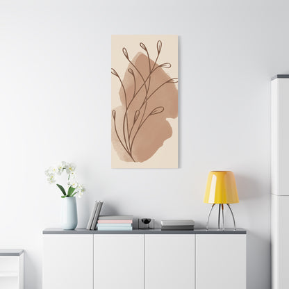 TEEZOCA boho organic leaf wall decor featured above low cabinet in neutral space.