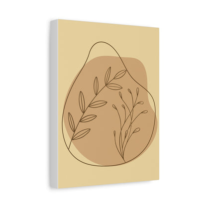 TEEZOCA beige abstract boho plant canvas shown flat with flowing stems and soft watercolor edges.