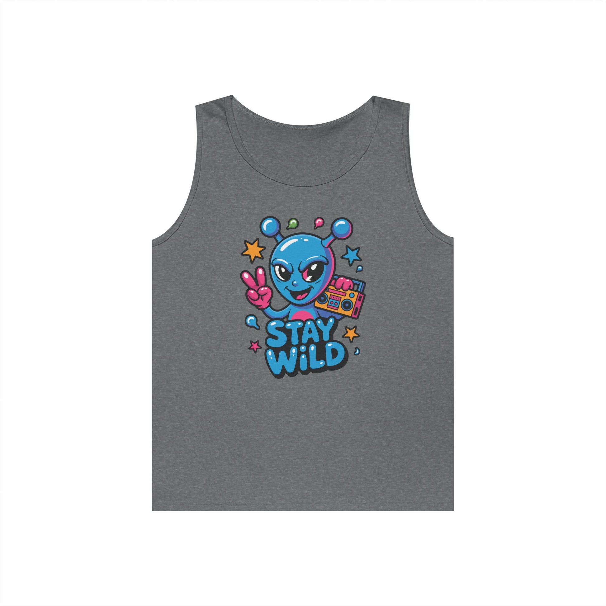 Stay Wild Alien Boombox Street Art Unisex Tank Top for Summer Vibes | TEEZOCA 