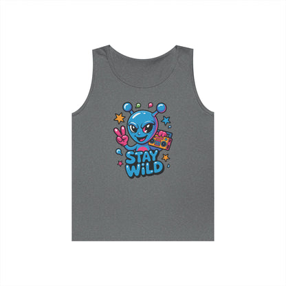 Stay Wild Alien Boombox Street Art Unisex Tank Top for Summer Vibes | TEEZOCA 