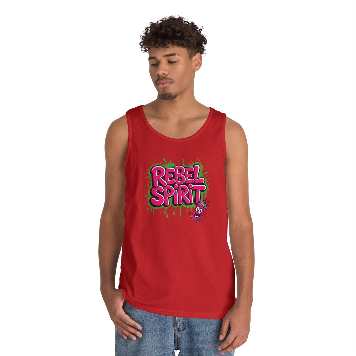 Rebel Spirit Graffiti Bubble Text Unisex Tank Top Streetwear Statement | TEEZOCA 