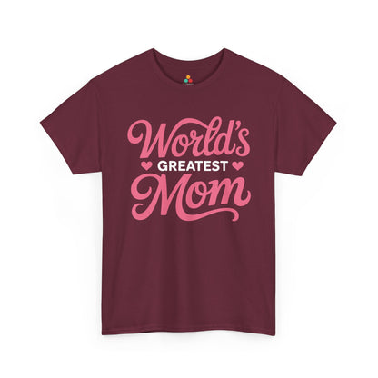 World’s Greatest Mom Women's T-shirt Mother's Day Gift Pink Script | TEEZOCA 