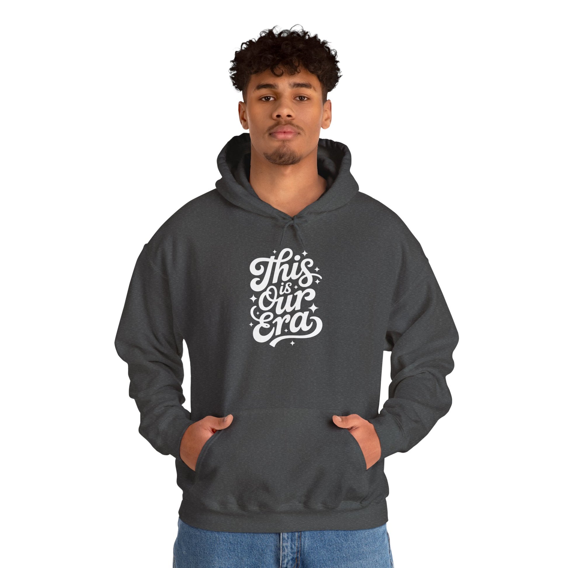 TEEZOCA bold script lettering Unisex Heavy Blend Hoodie everyday fashion