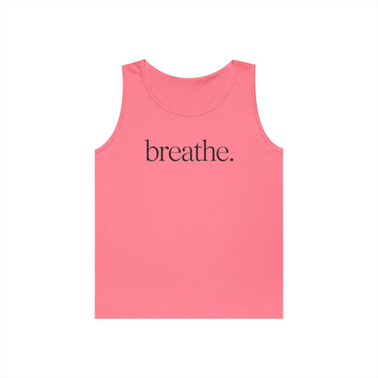 Breathe. Minimal Serif Statement Unisex Tank Top for Everyday Reset | TEEZOCA 