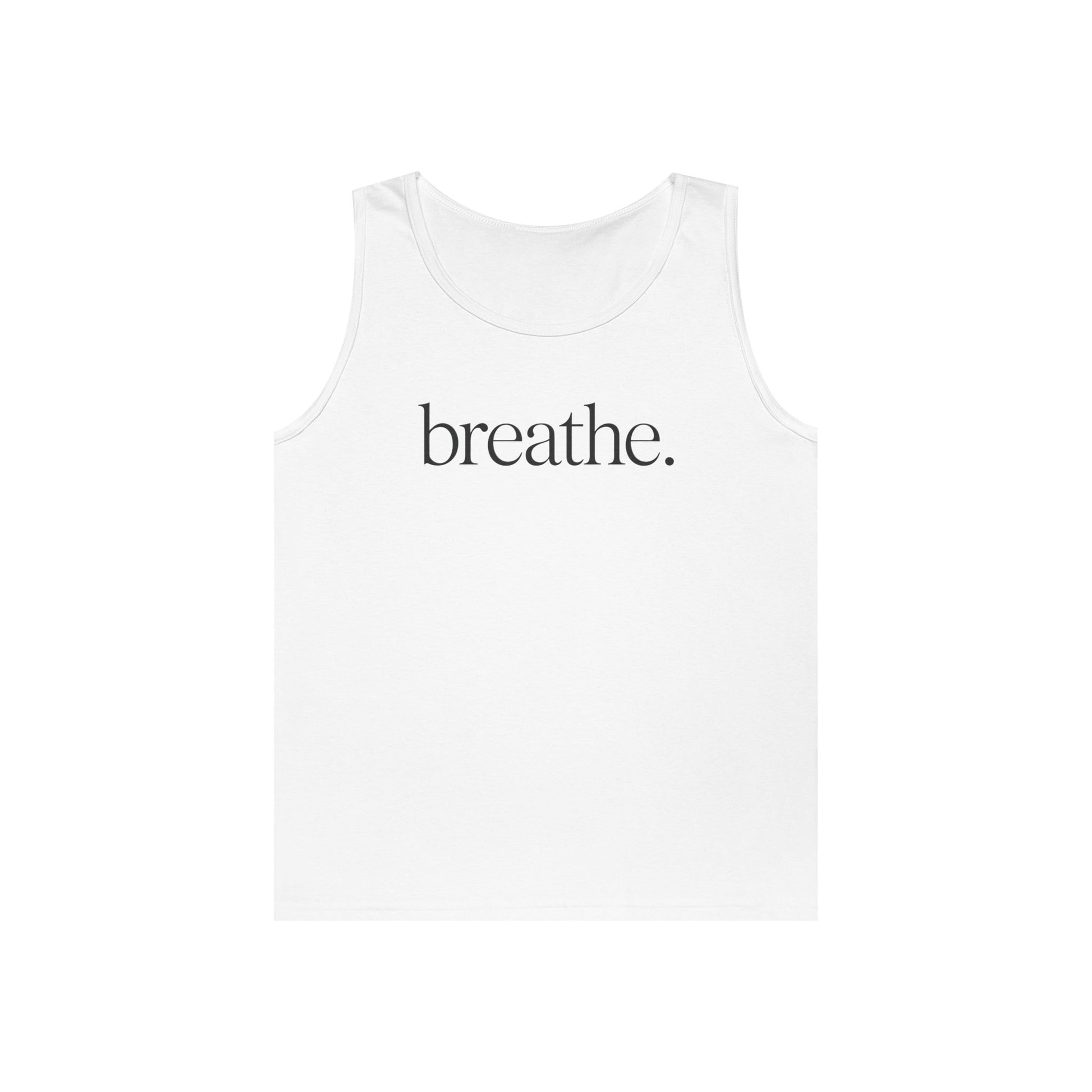 Breathe. Minimal Serif Statement Unisex Tank Top for Everyday Reset | TEEZOCA 