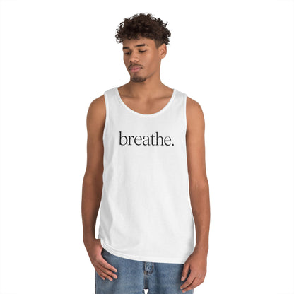 Breathe. Minimal Serif Statement Unisex Tank Top for Everyday Reset | TEEZOCA 