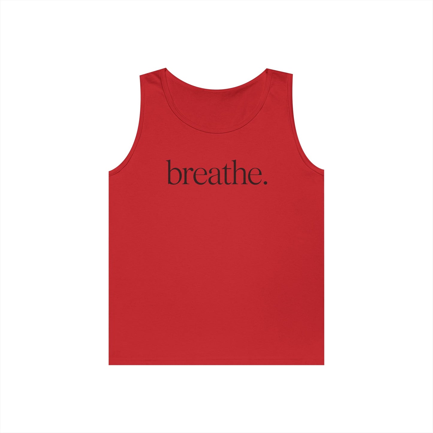 Breathe. Minimal Serif Statement Unisex Tank Top for Everyday Reset | TEEZOCA 