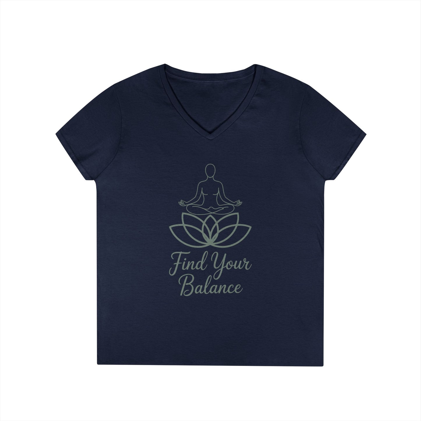 Find Your Balance Yoga Lotus V-Neck T-Shirt for Women | TEEZOCA 