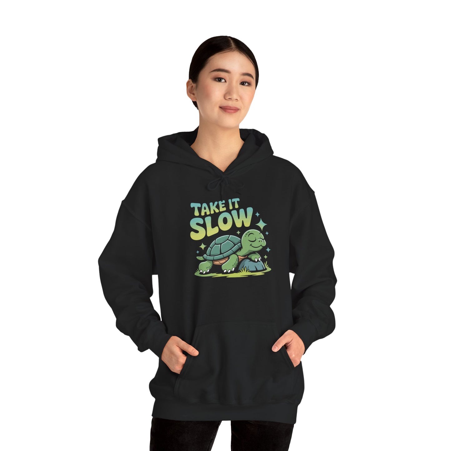 TEEZOCA calm turtle graphic Unisex Heavy Blend Hoodie relaxing design