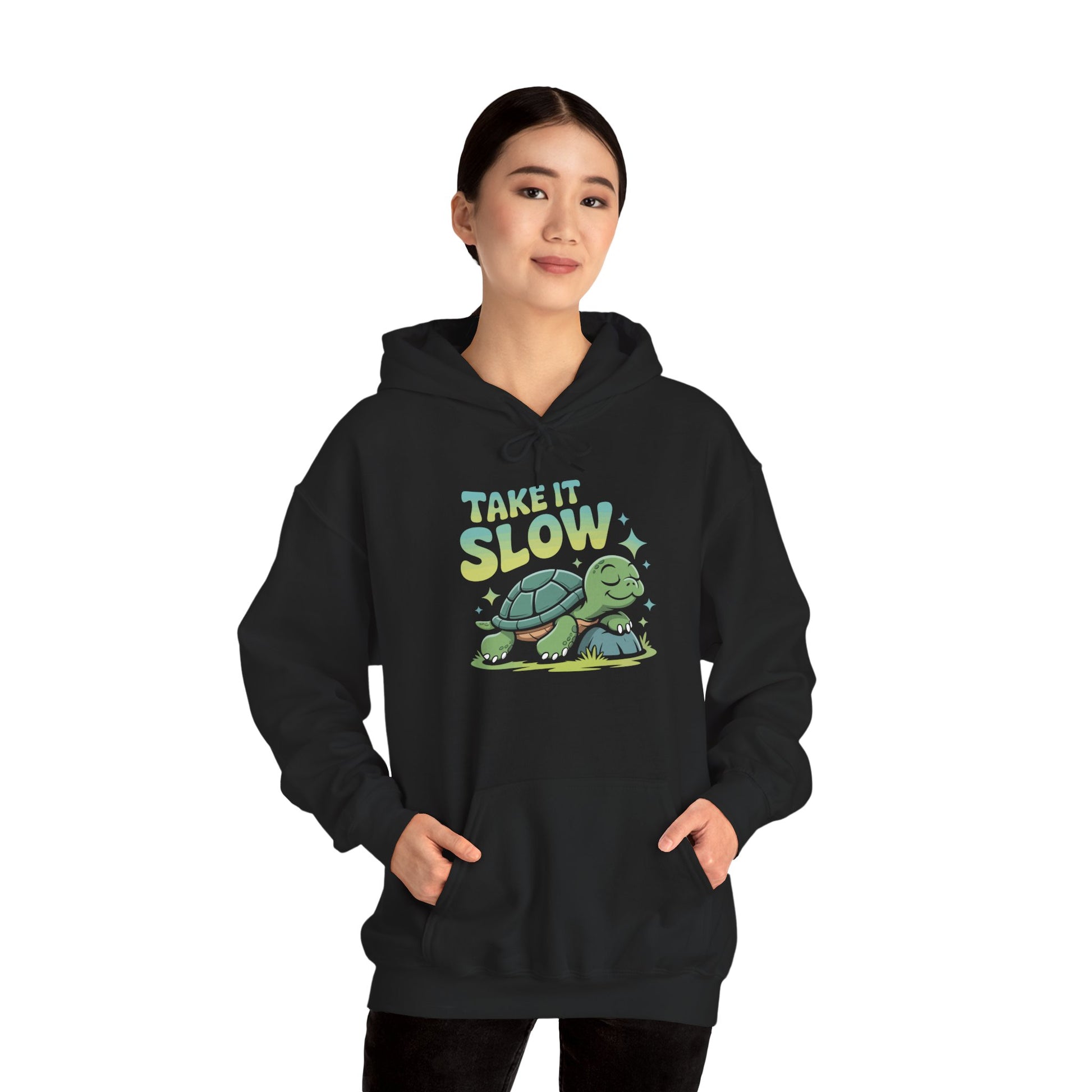 TEEZOCA calm turtle graphic Unisex Heavy Blend Hoodie relaxing design