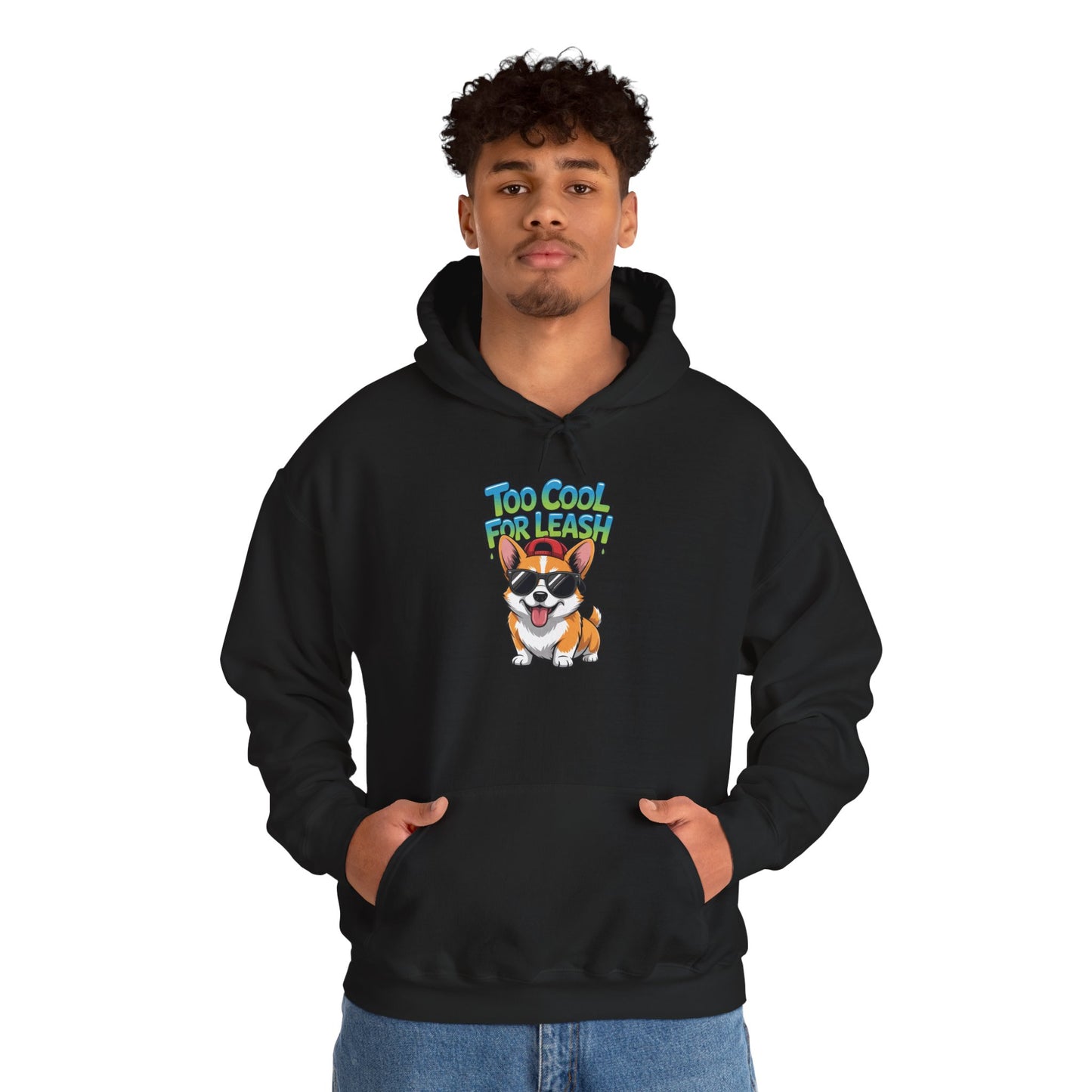 Too Cool For Leash Corgi Graphic Unisex Heavy Blend Hoodie | TEEZOCA 