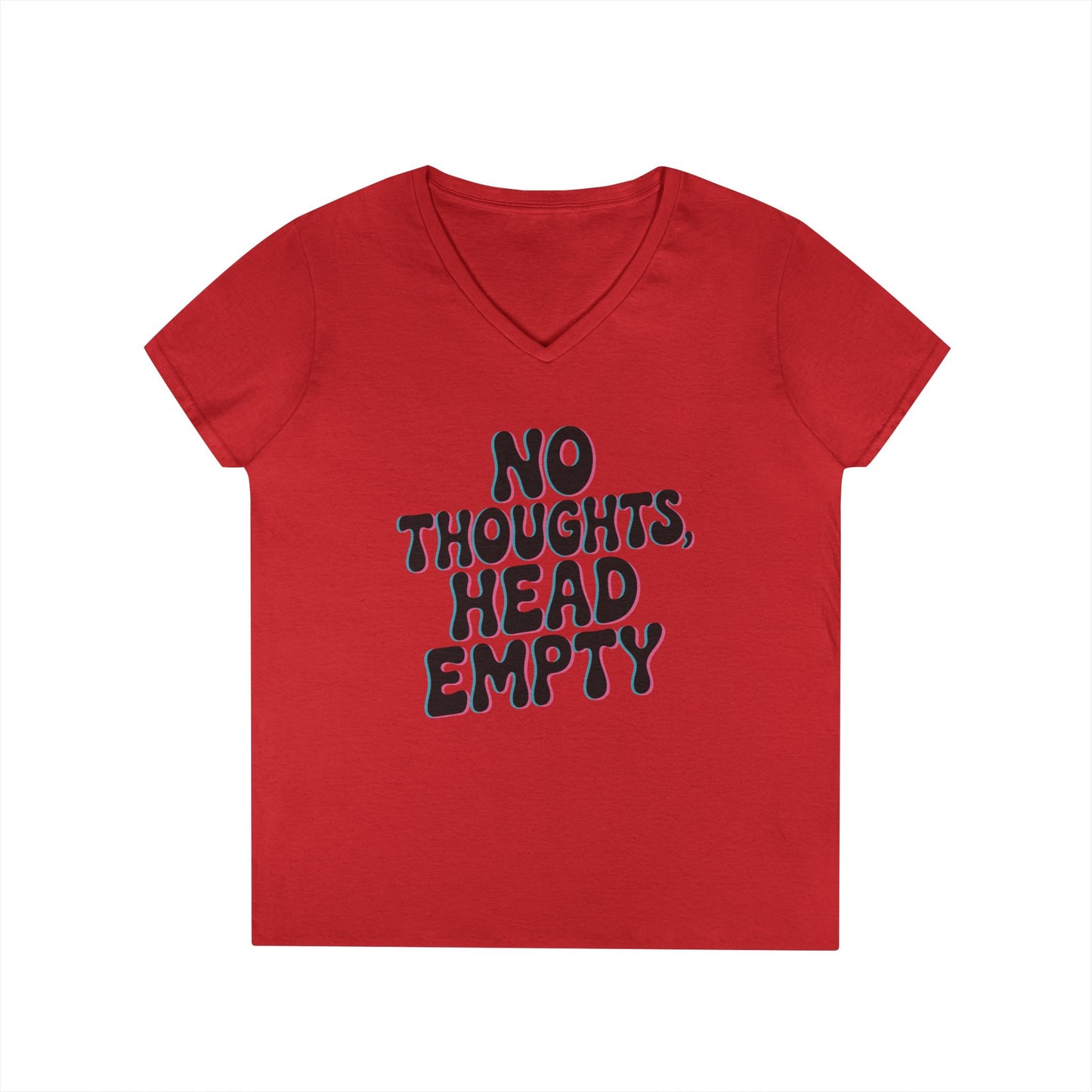 No Thoughts Head Empty Aesthetic Statement V-Neck T-Shirt for Women | TEEZOCA 