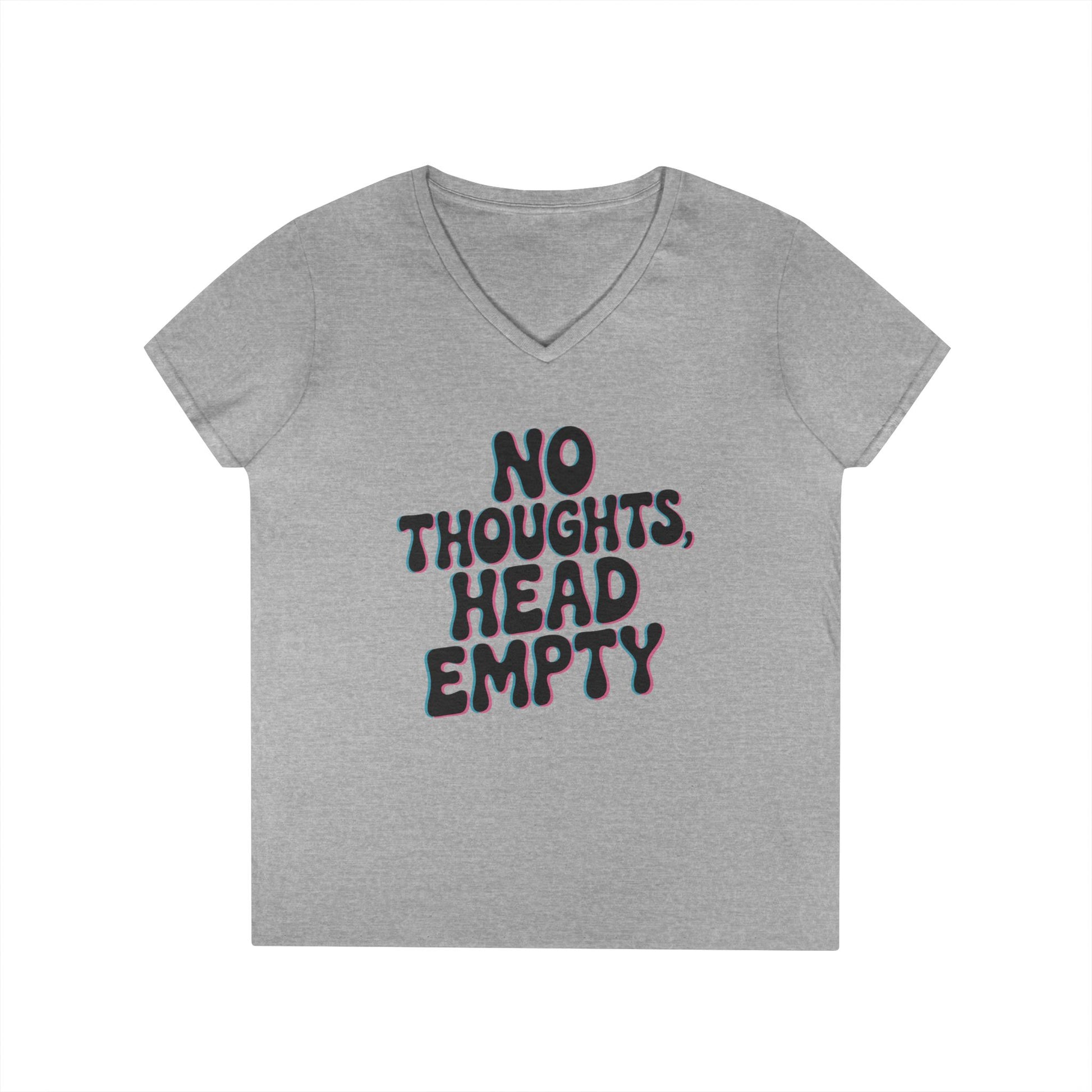 No Thoughts Head Empty Aesthetic Statement V-Neck T-Shirt for Women | TEEZOCA 