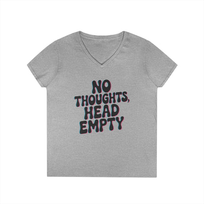 No Thoughts Head Empty Aesthetic Statement V-Neck T-Shirt for Women | TEEZOCA 