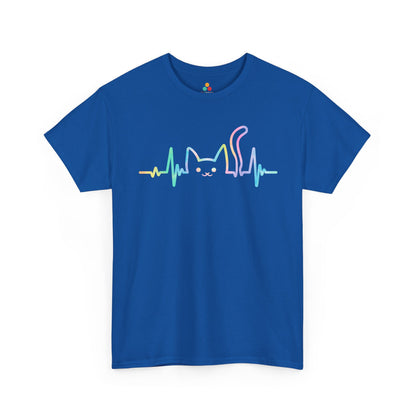 Cat Heartbeat Line Unisex T-shirt Cute Pet Lover Graphic | TEEZOCA 