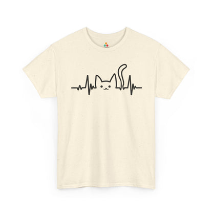 Cat Heartbeat Line Unisex T-shirt Minimal Pet Lover Style | TEEZOCA 