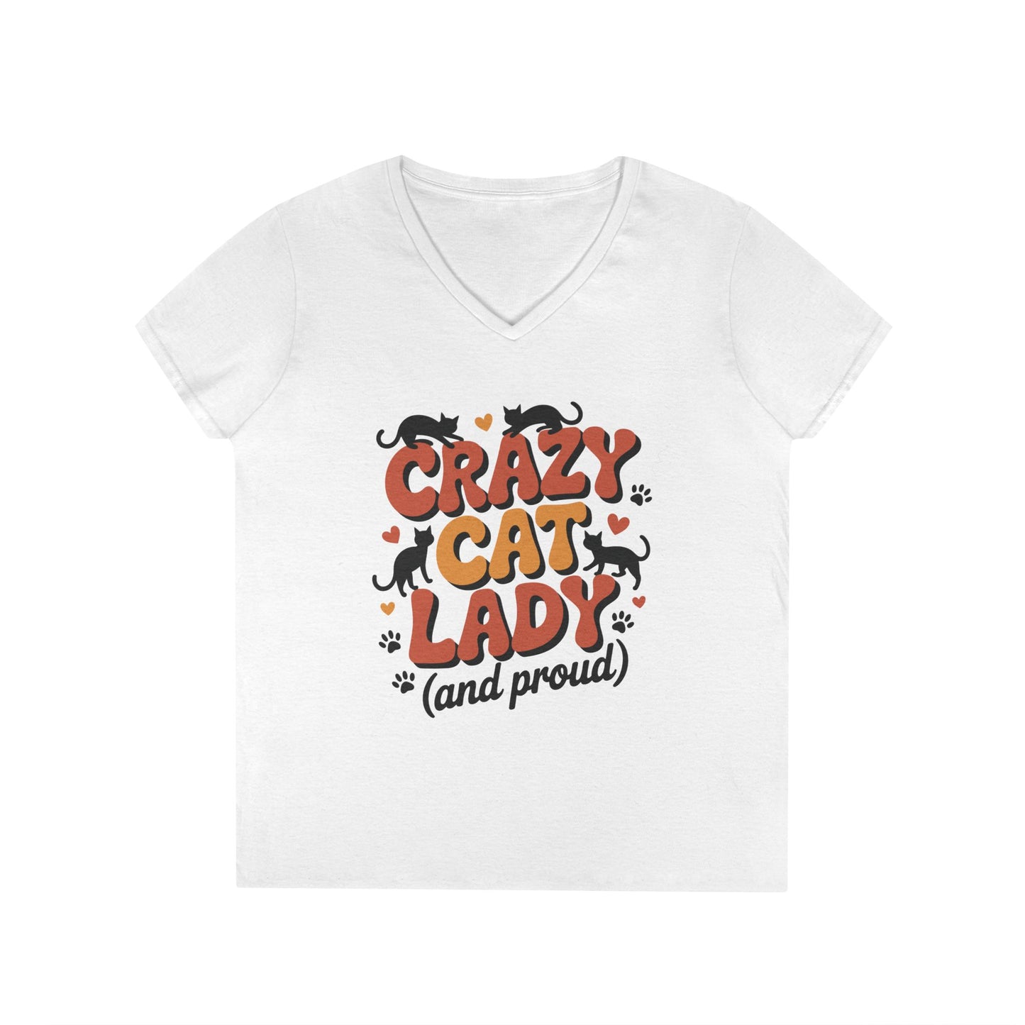 Crazy Cat Lady Cute Cat Lover Statement V-Neck T-Shirt for Women | TEEZOCA 