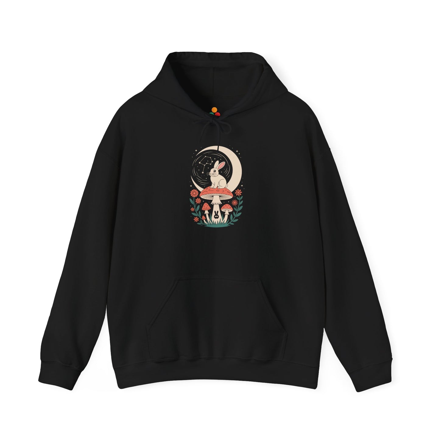 TEEZOCA celestial rabbit graphic Unisex Heavy Blend Hoodie cottagecore style