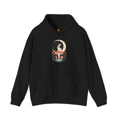 TEEZOCA celestial rabbit graphic Unisex Heavy Blend Hoodie cottagecore style