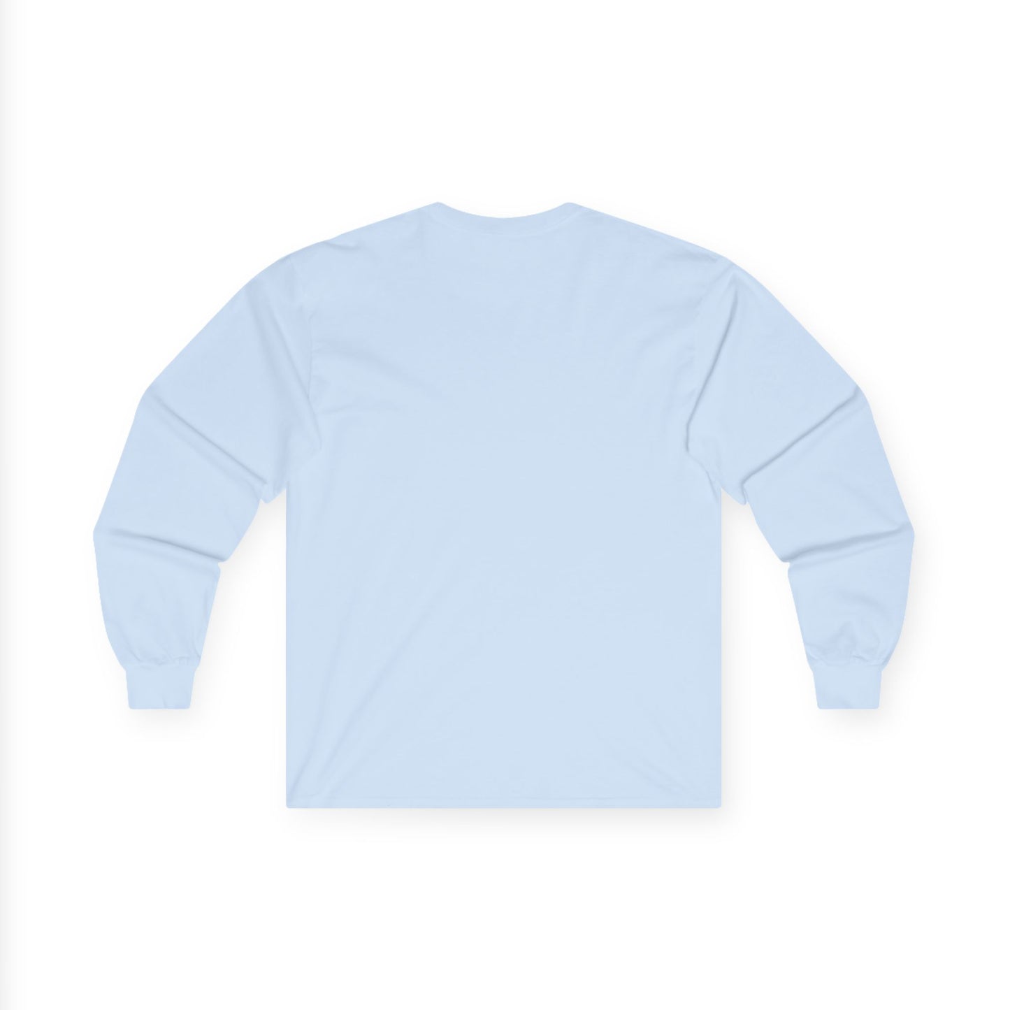 TEEZOCA celestial zodiac wheel artwork on unisex long-sleeve t-shirt Light blue long-sleeve shirt on a white background