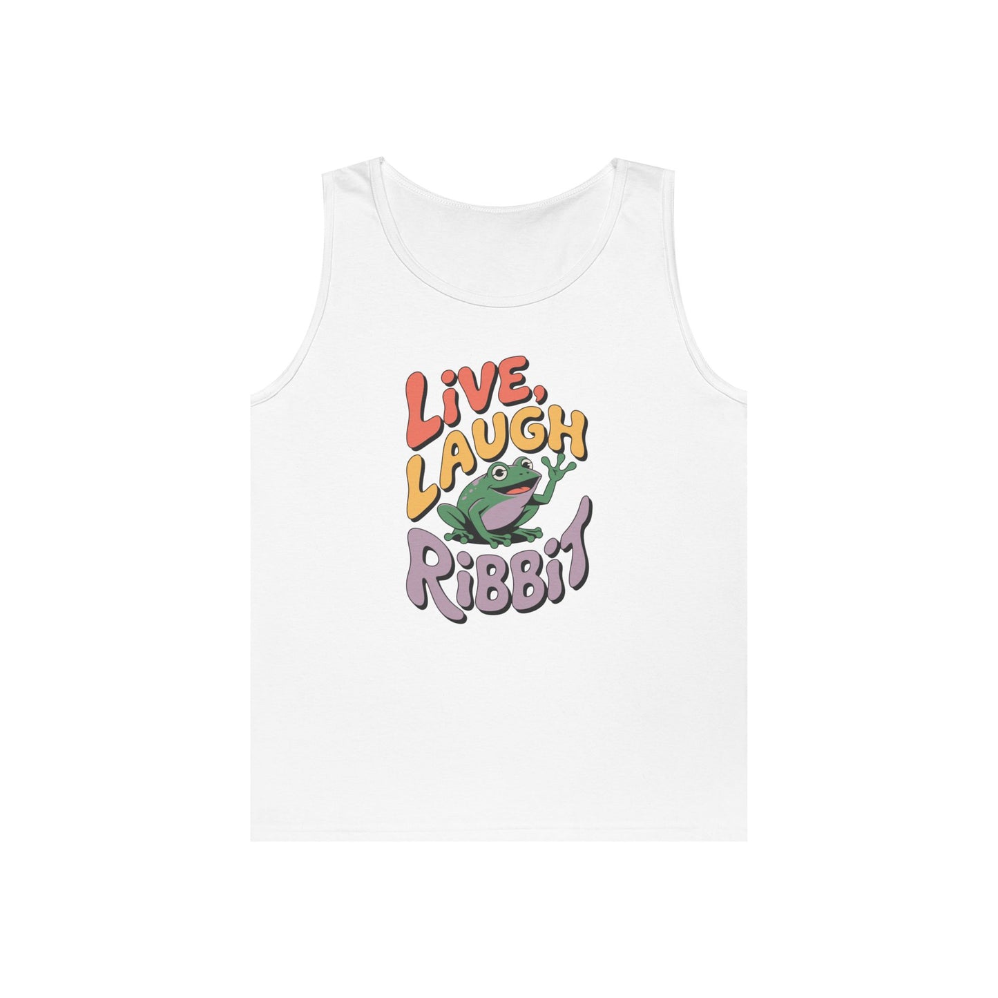 TEEZOCA cheerful Unisex Tank Top inspired by humor and positivity Live Laugh Ribbit Unisex Tank Top for Fun Humor and Playful Streetwear | TEEZOCA 