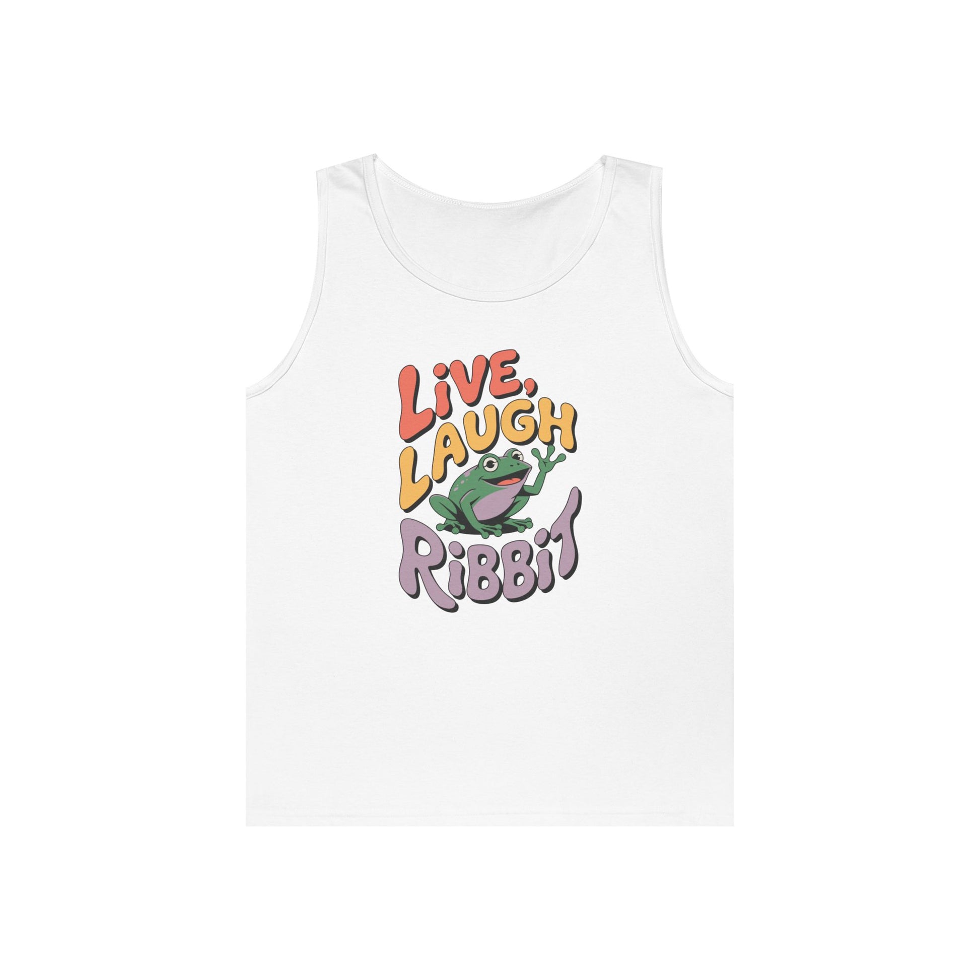 TEEZOCA cheerful Unisex Tank Top inspired by humor and positivity Live Laugh Ribbit Unisex Tank Top for Fun Humor and Playful Streetwear | TEEZOCA 