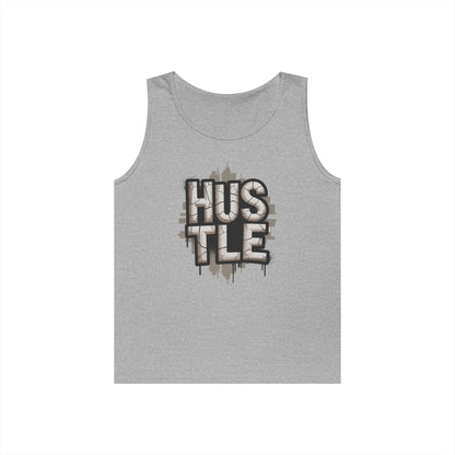 HUSTLE Cracked Street Typography Skyline Unisex Tank Top for Grind Mode | TEEZOCA 