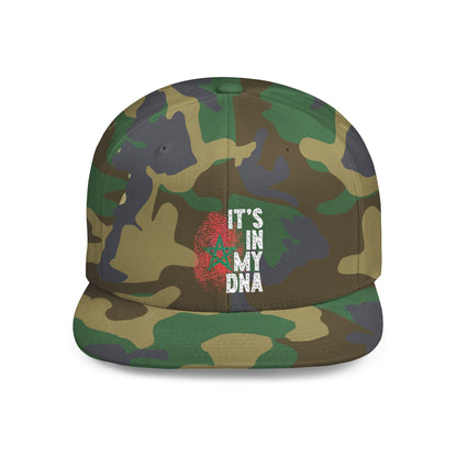 TEEZOCA classic camouflage snapback hat featuring the embroidered red and green Moroccan fingerprint.