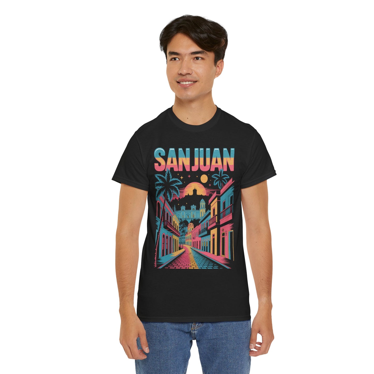 San Juan Retro Night Unisex T-shirt Caribbean City Streetwear Art | TEEZOCA 