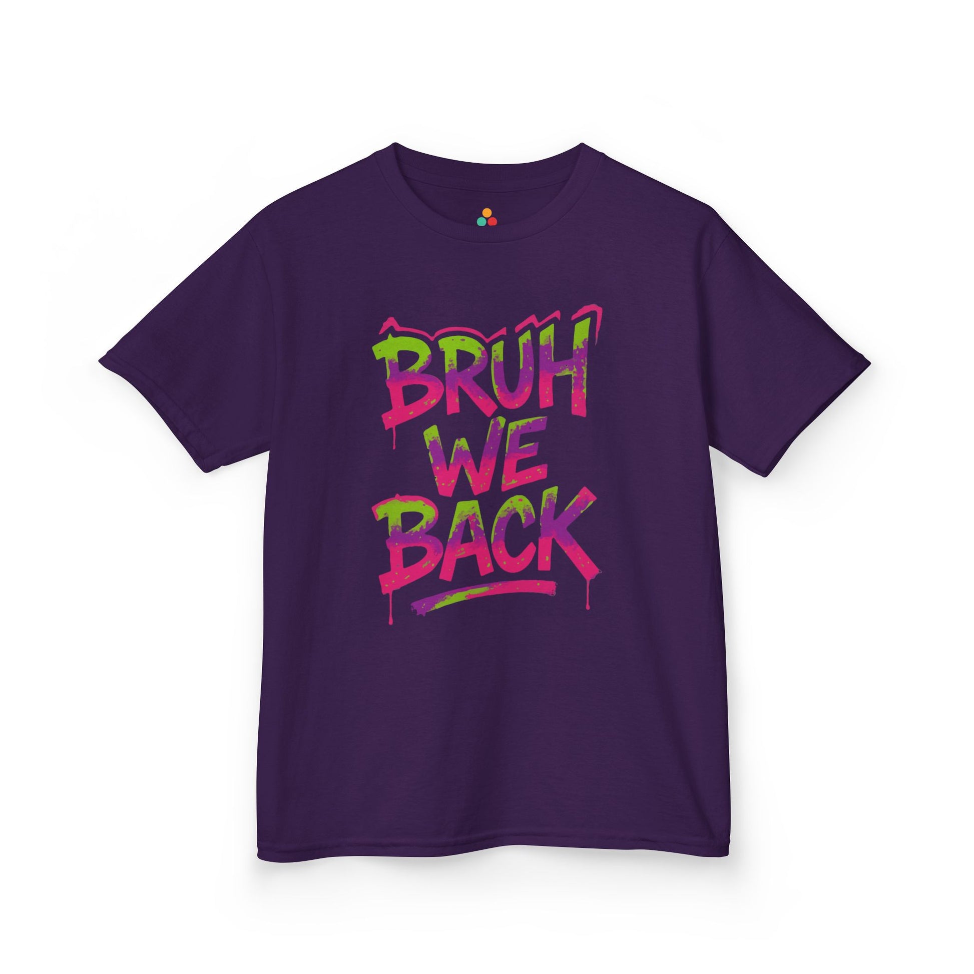 TEEZOCA colorful back to school streetwear Kids T-shirt
 Bruh We Back Neon Graffiti Street Style Kids T-shirt | TEEZOCA 