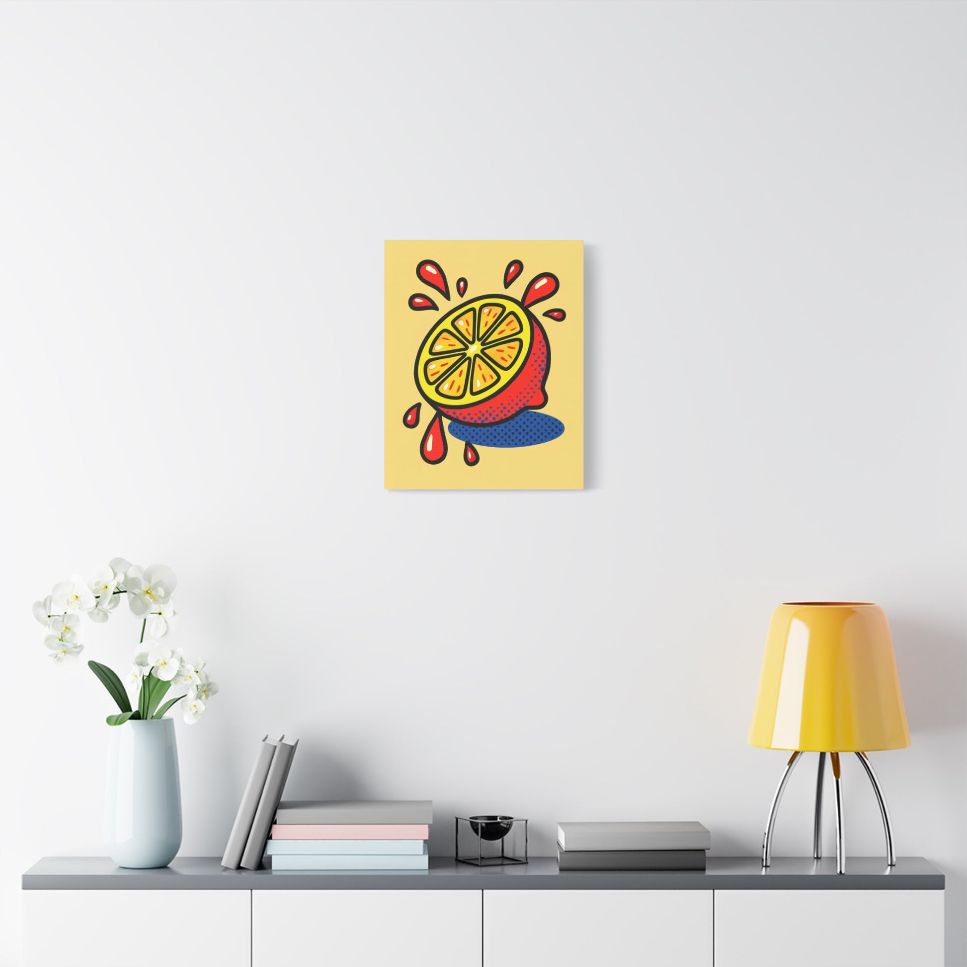TEEZOCA colorful fruit canvas wall art styled in a modern living space.