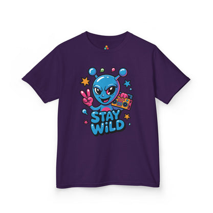 TEEZOCA colorful space alien Stay Wild Kids tee Stay Wild Alien Boombox Graphic Kids T-shirt | TEEZOCA 