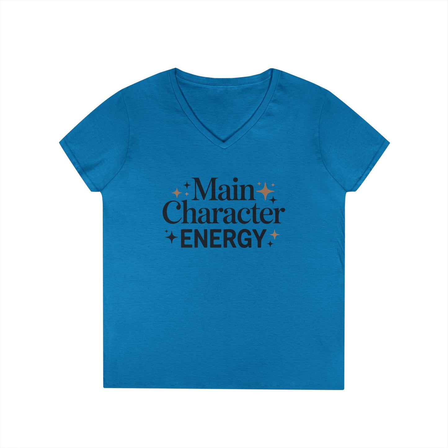 Main Character Energy Minimal Quote V-Neck T-Shirt for Women | TEEZOCA 