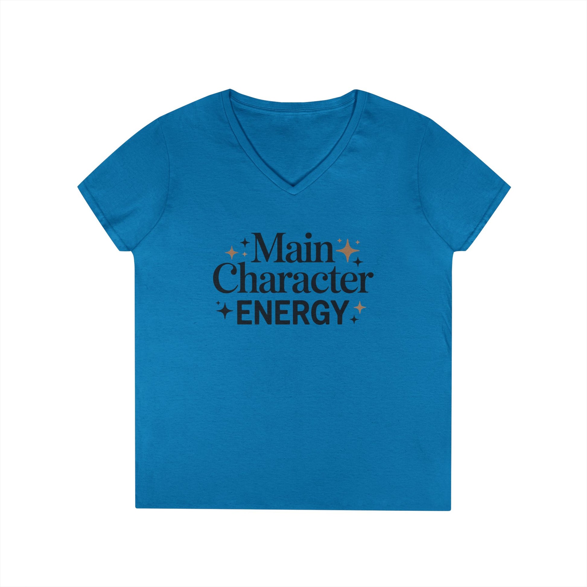 Main Character Energy Minimal Quote V-Neck T-Shirt for Women | TEEZOCA 